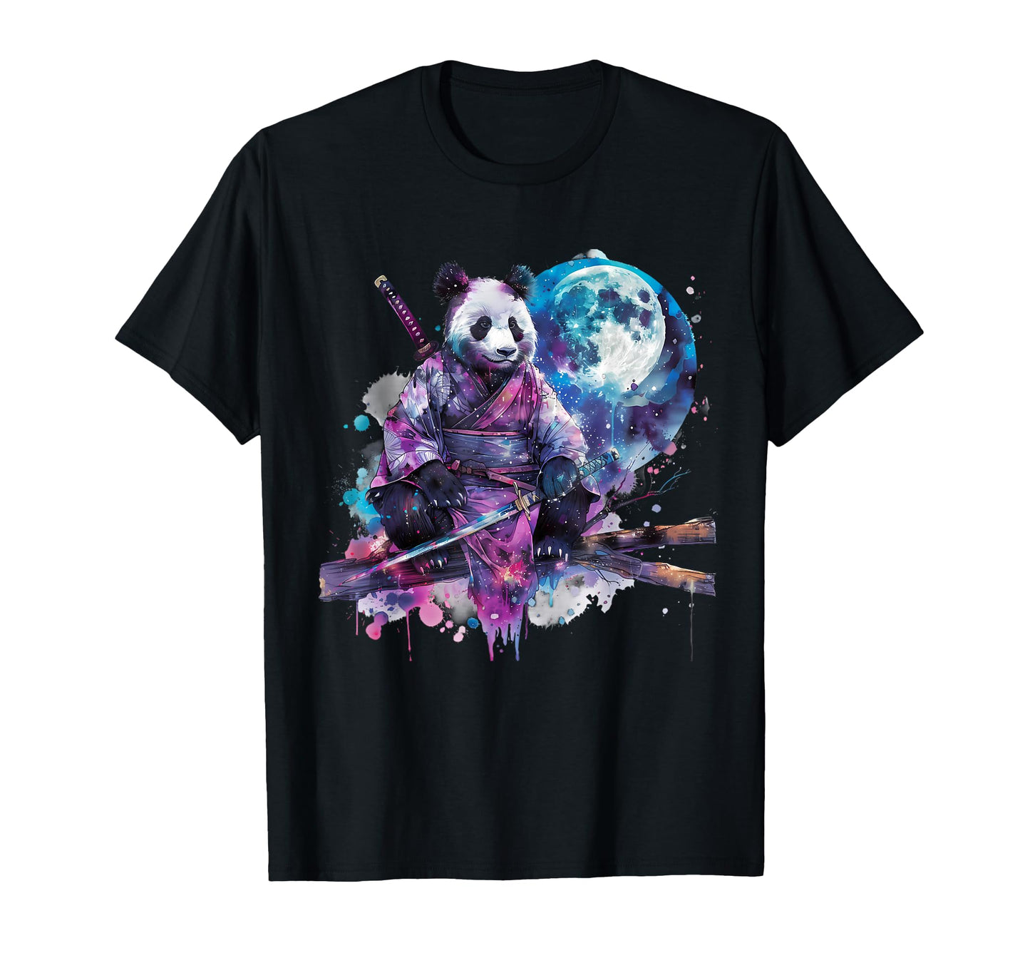 Samurai Panda Bear Japanese Samurai Panda Watercolor Artwork T-Shirt