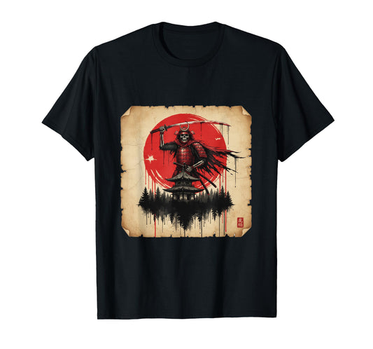 Samurai Skeleton Reaper Japanese Dark Fantasy T-Shirt