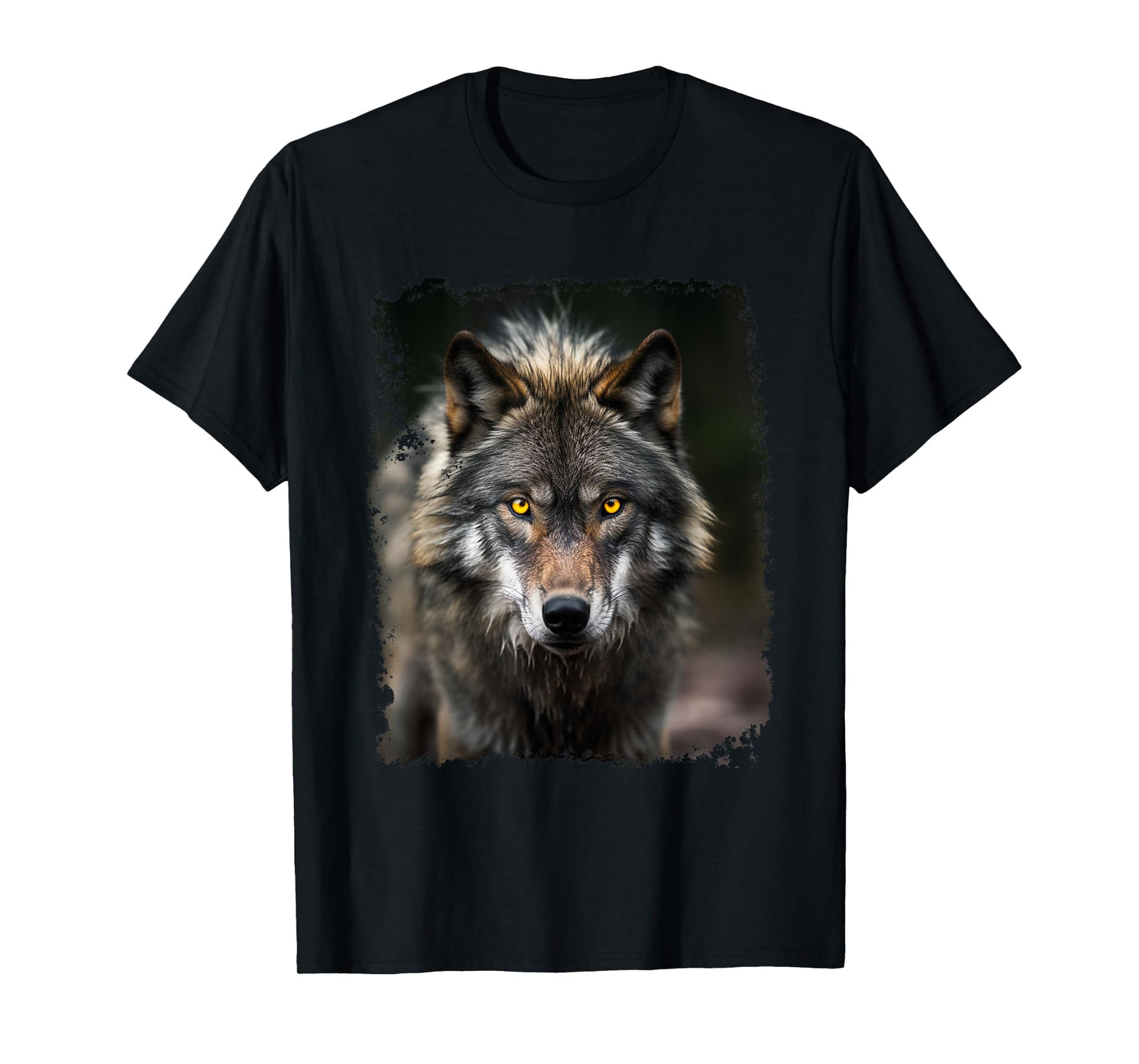 Noah&Friends Unisex Vintage Wolf T-Shirt, Black, Small, Short Sleeve