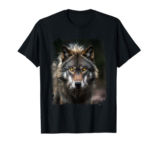 Noah&Friends Unisex Vintage Wolf T-Shirt, Black, Small, Short Sleeve