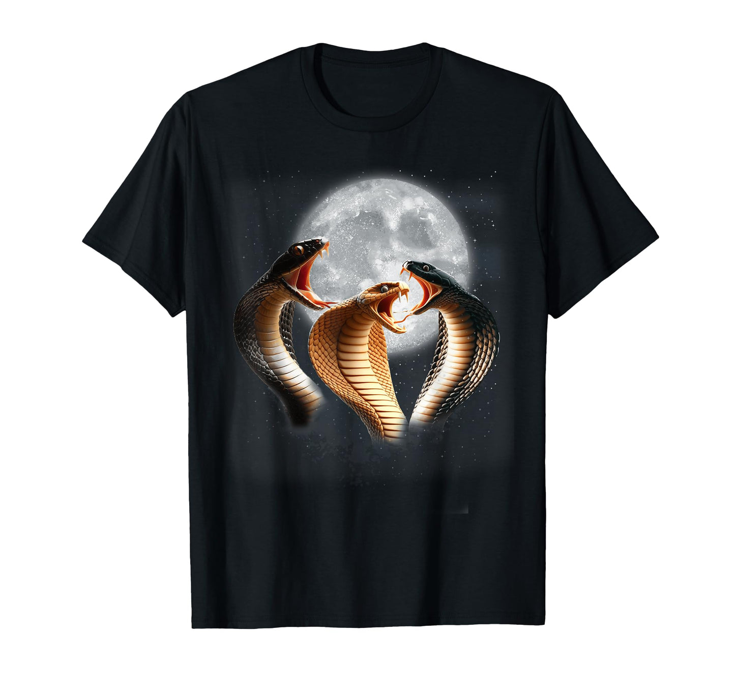 3 King Cobra Snakes Howling At The Moon Funny Venom Snake T-Shirt