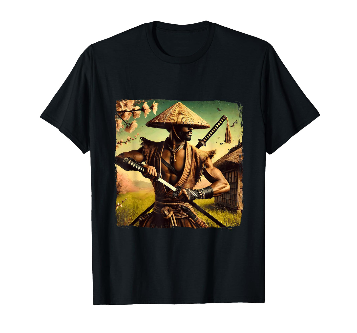 Afro American Vintage African Bushido Warrior Katana Samurai T-Shirt