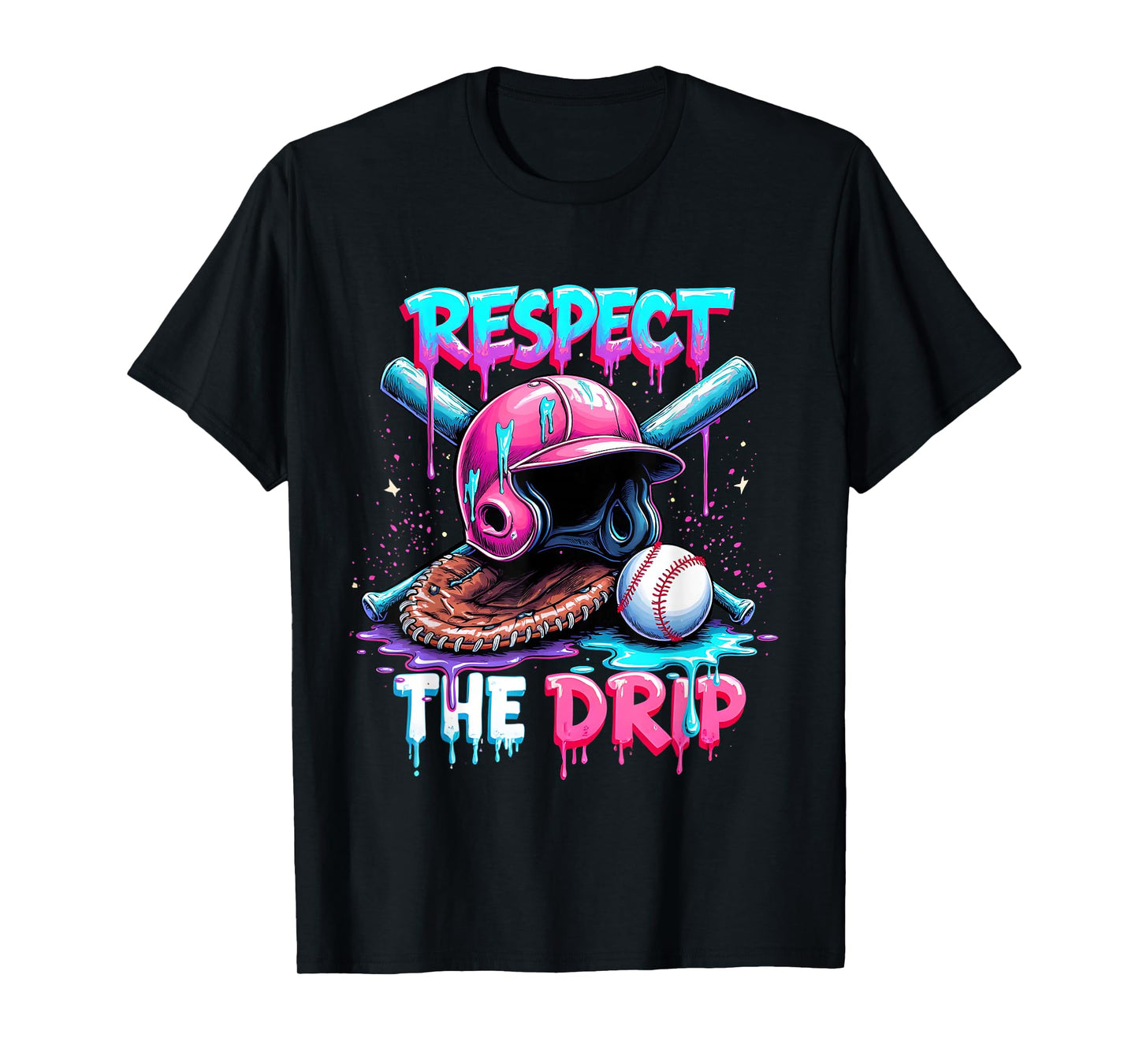 Respect The Drip Baseball Ice Cream Drip Vibes Squad T-Shirt