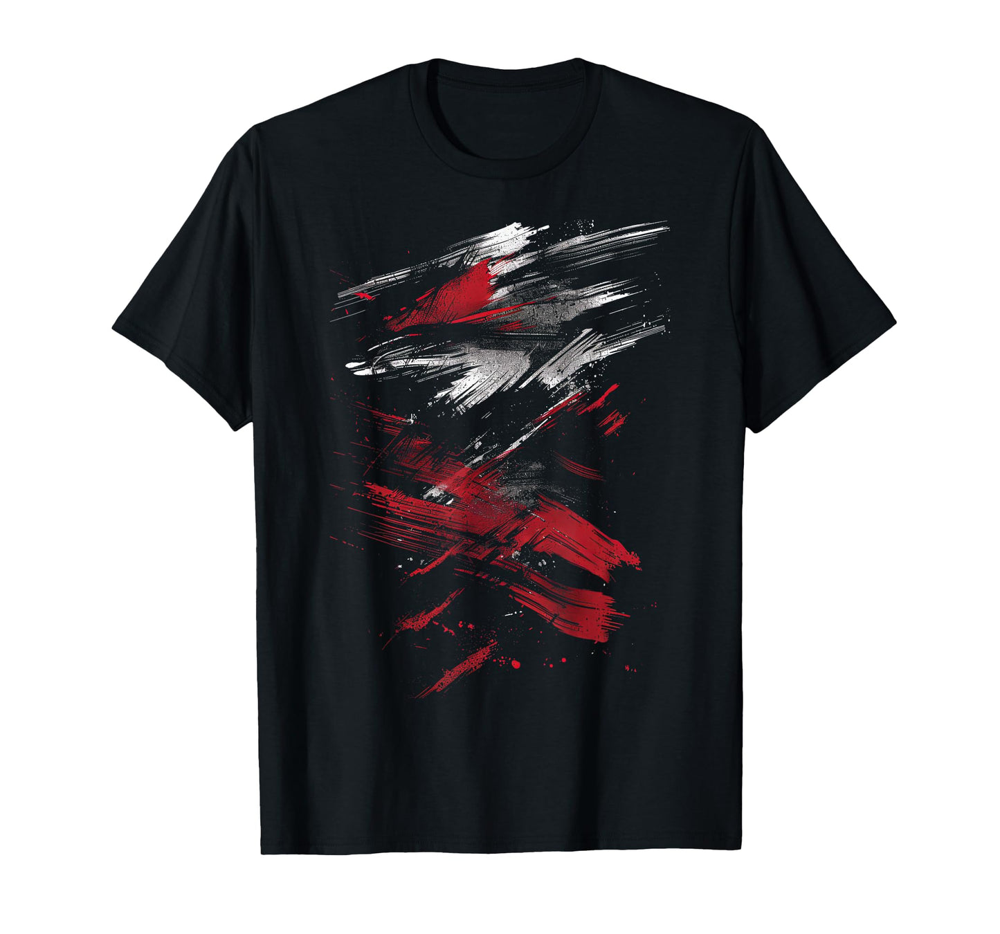 Red and Black Dynamic Splatter Graphic T-Shirt