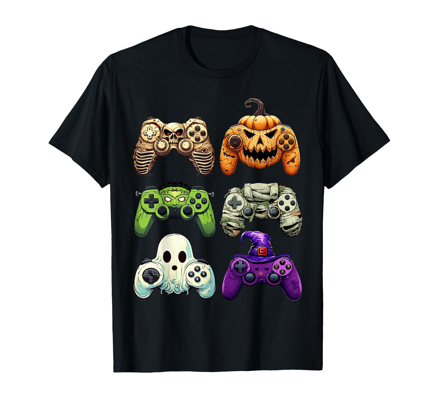 Halloween Skeleton Zombie Gaming Controllers Mummy Boys Kids T-Shirt