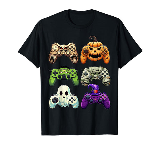 Halloween Skeleton Zombie Gaming Controllers Mummy Boys Kids T-Shirt