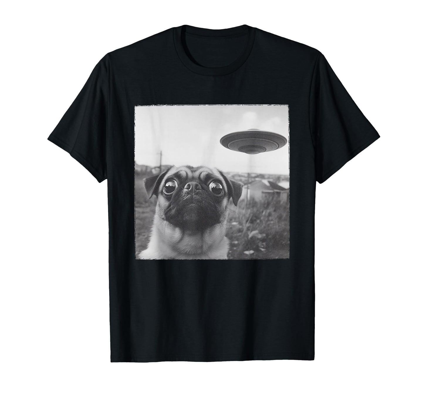 Pug UFO Alien Dog Abduction Spaceship Graphic Pet Lover T-Shirt