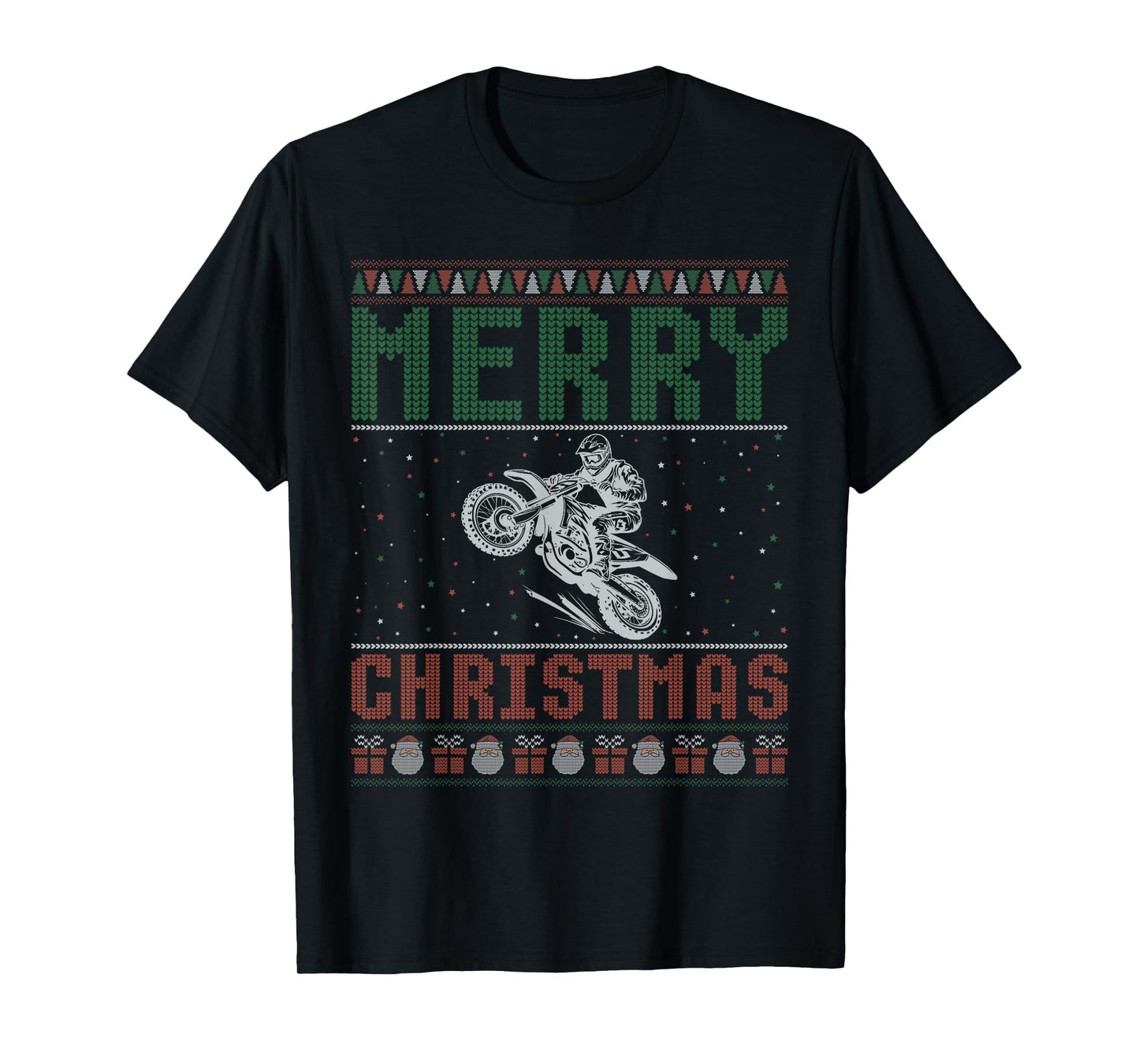 Dirt Bike Design Ugly Christmas Sweater Family Matching T-Shirt