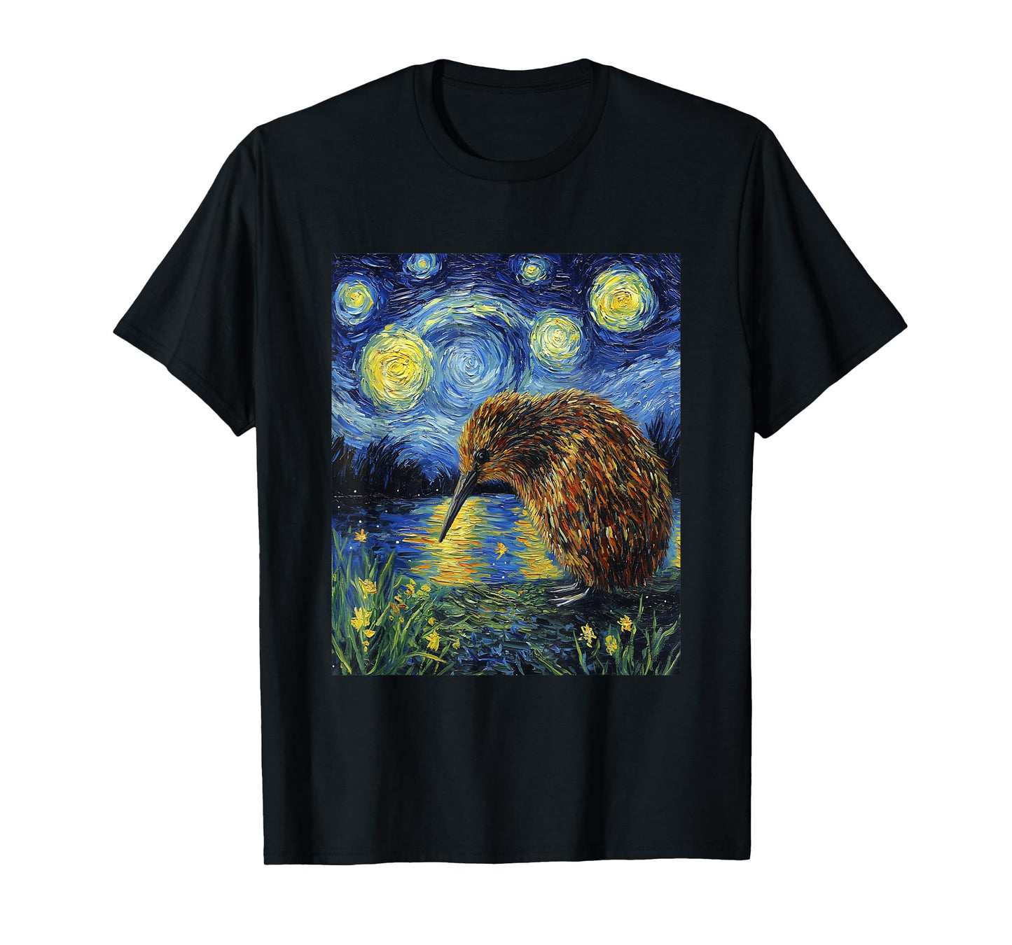 Funny Kiwi Bird - Van Gogh Style - Starry Night Graphic T-Shirt