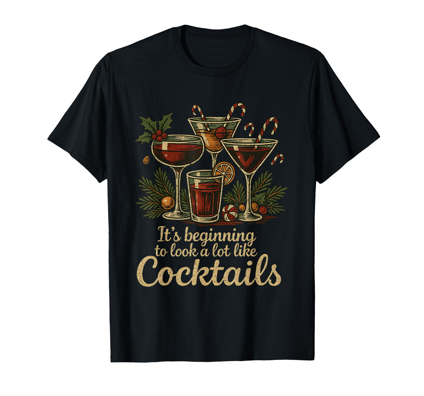 Funny Christmas Cocktails Holiday Party Drink T-Shirt