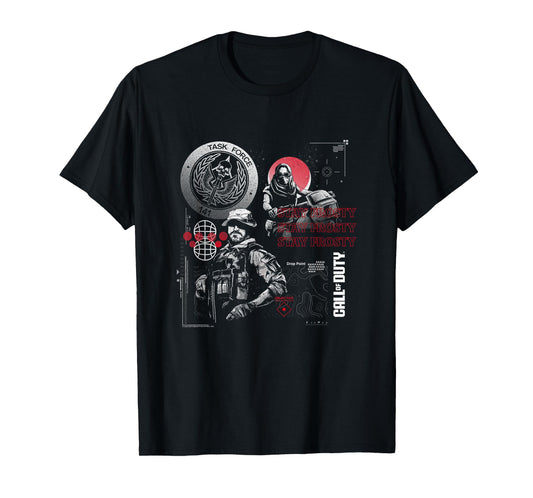 Call of Duty Task Force 141 Stay Frosty Black Men's Unisex-Adults Short Sleeve T-Shirt