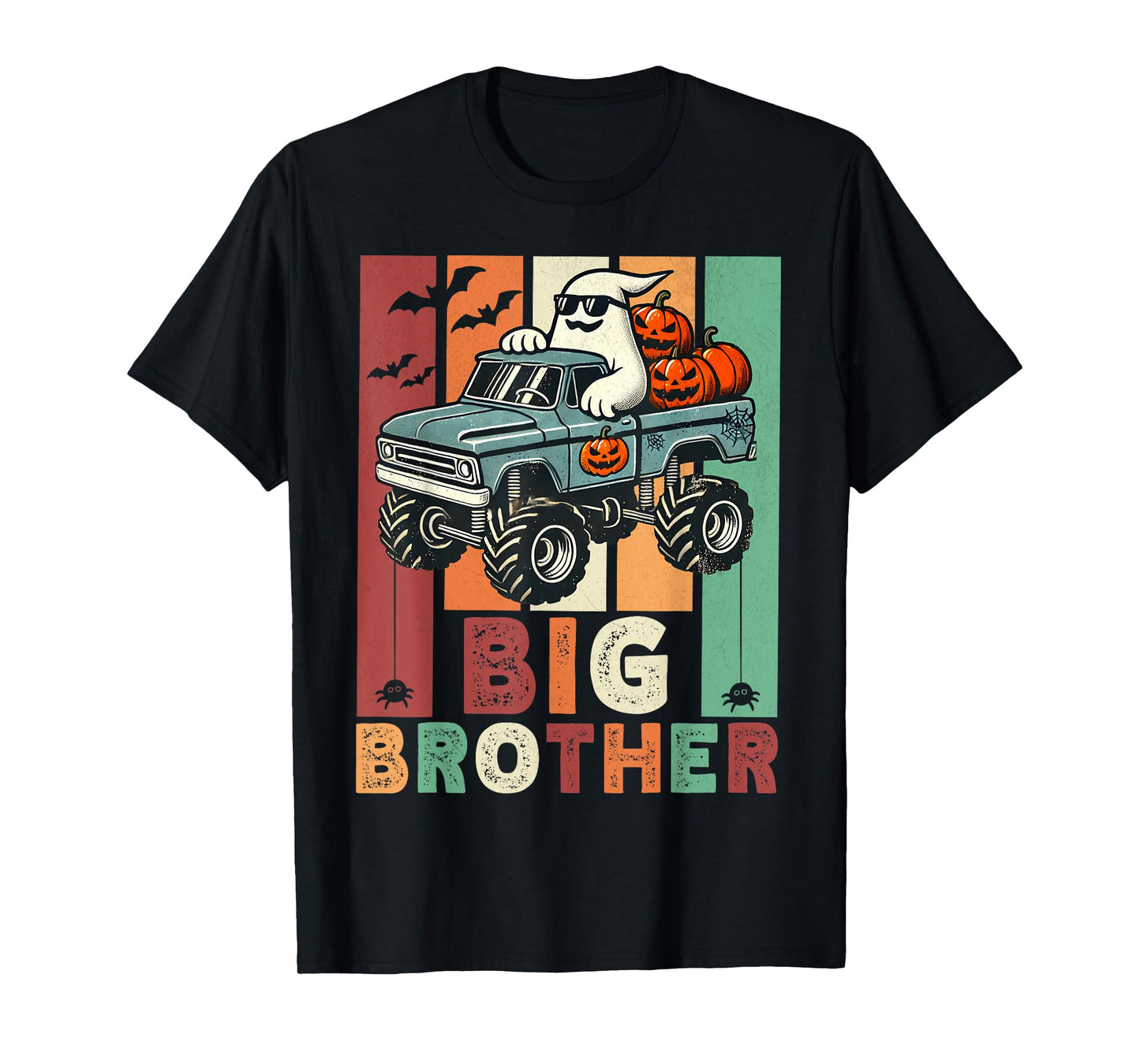 Vintage Ghost Monster Truck Halloween Big Brothers Pumpkins T-Shirt