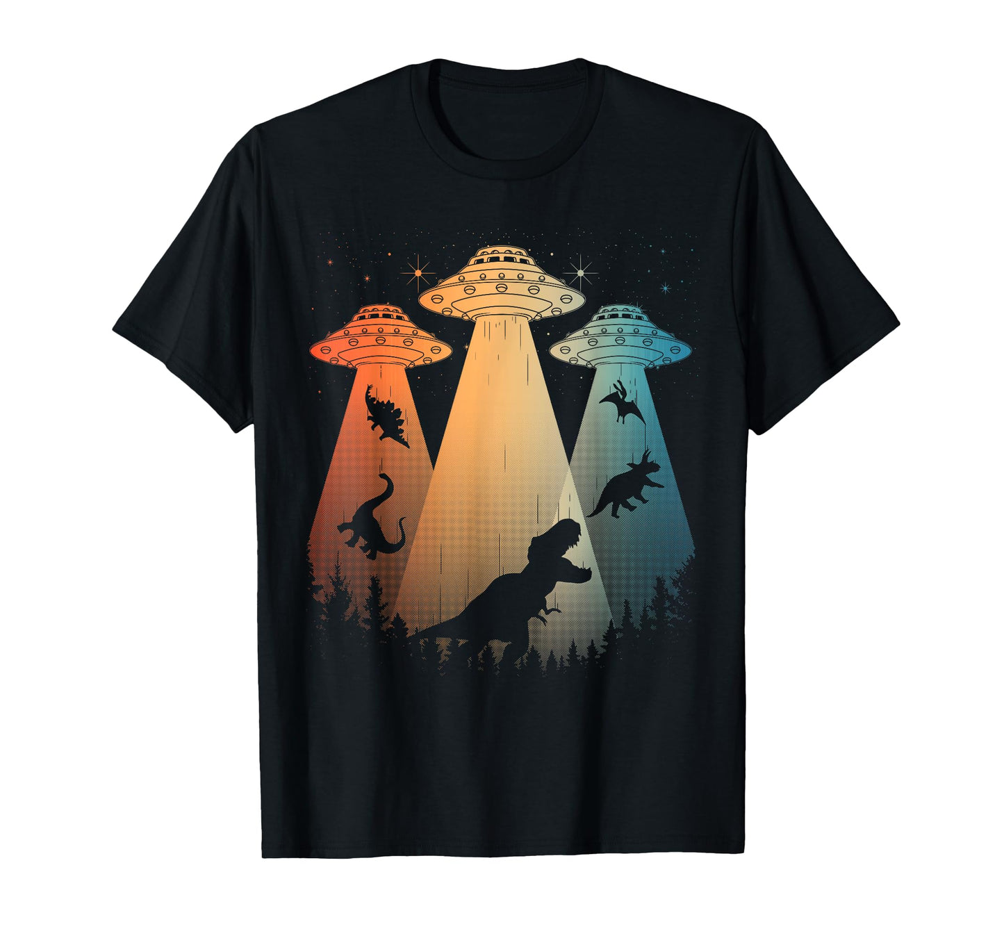 Cool Dinosaur Art For Men Women UFO Alien Abduction Dinosaur T-Shirt