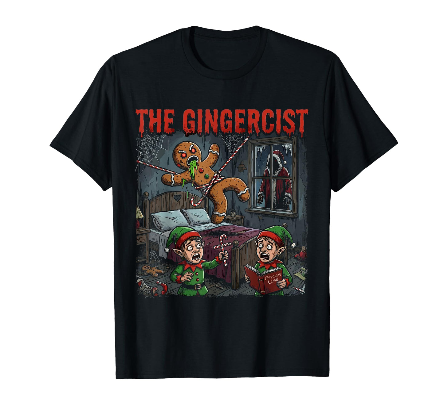 Horror Movie Christmas Festive Slasher Candy Cane Menace T-Shirt