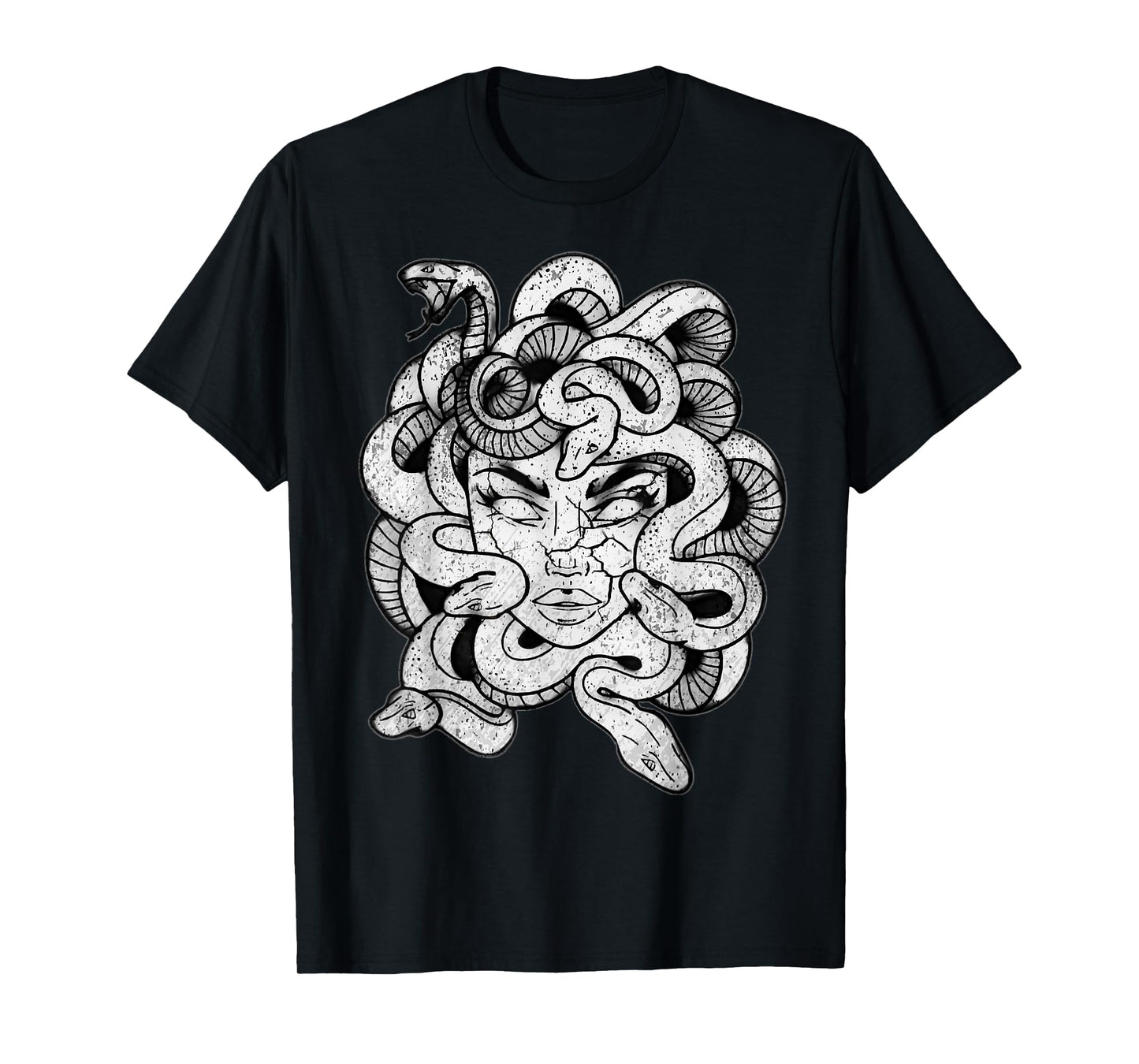 Medusa Black & White Stone Statue - Greek Mythology Medusa T-Shirt