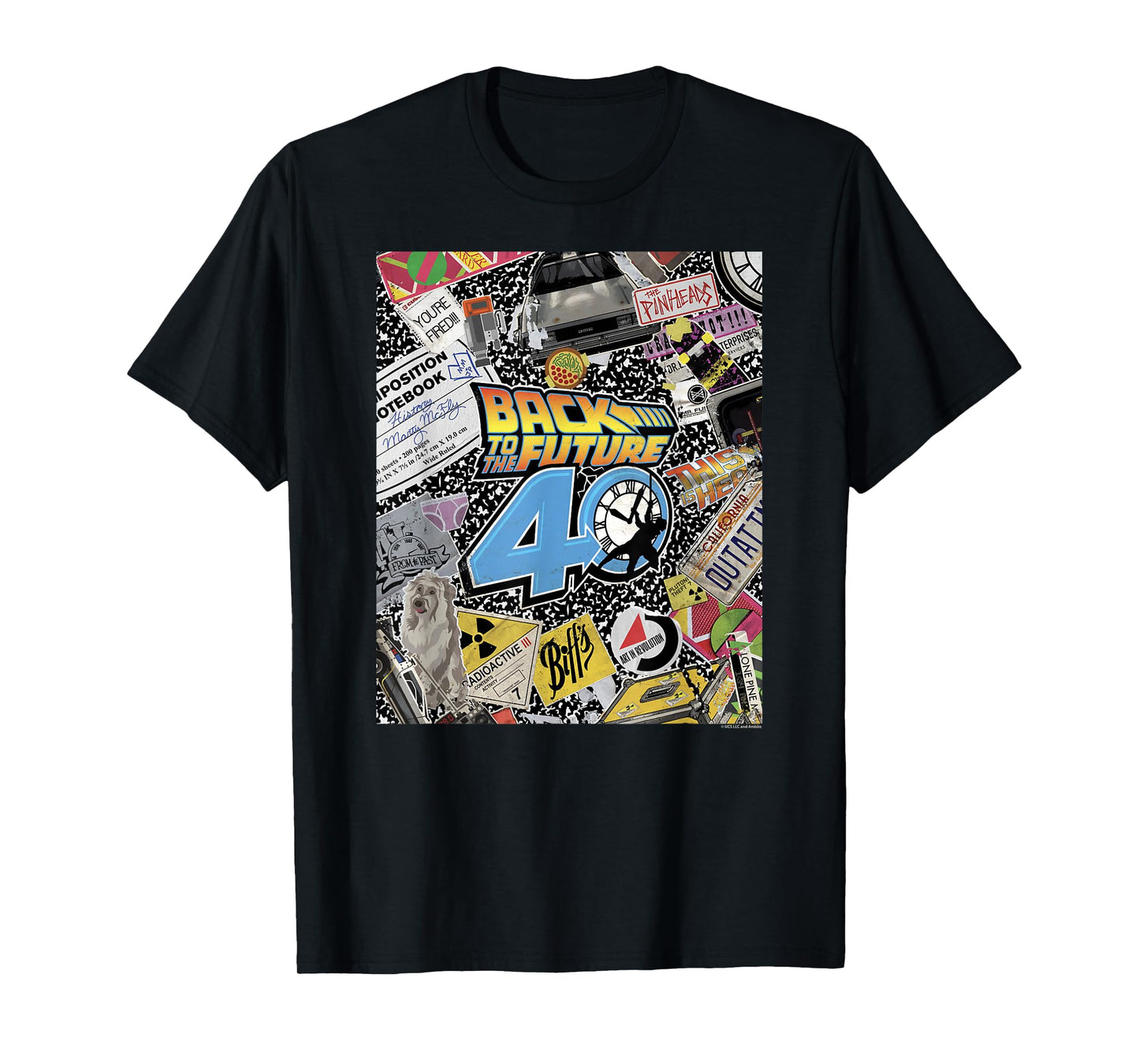 Back To The Future 40th Anniversary Sticker Collage T-Shirt