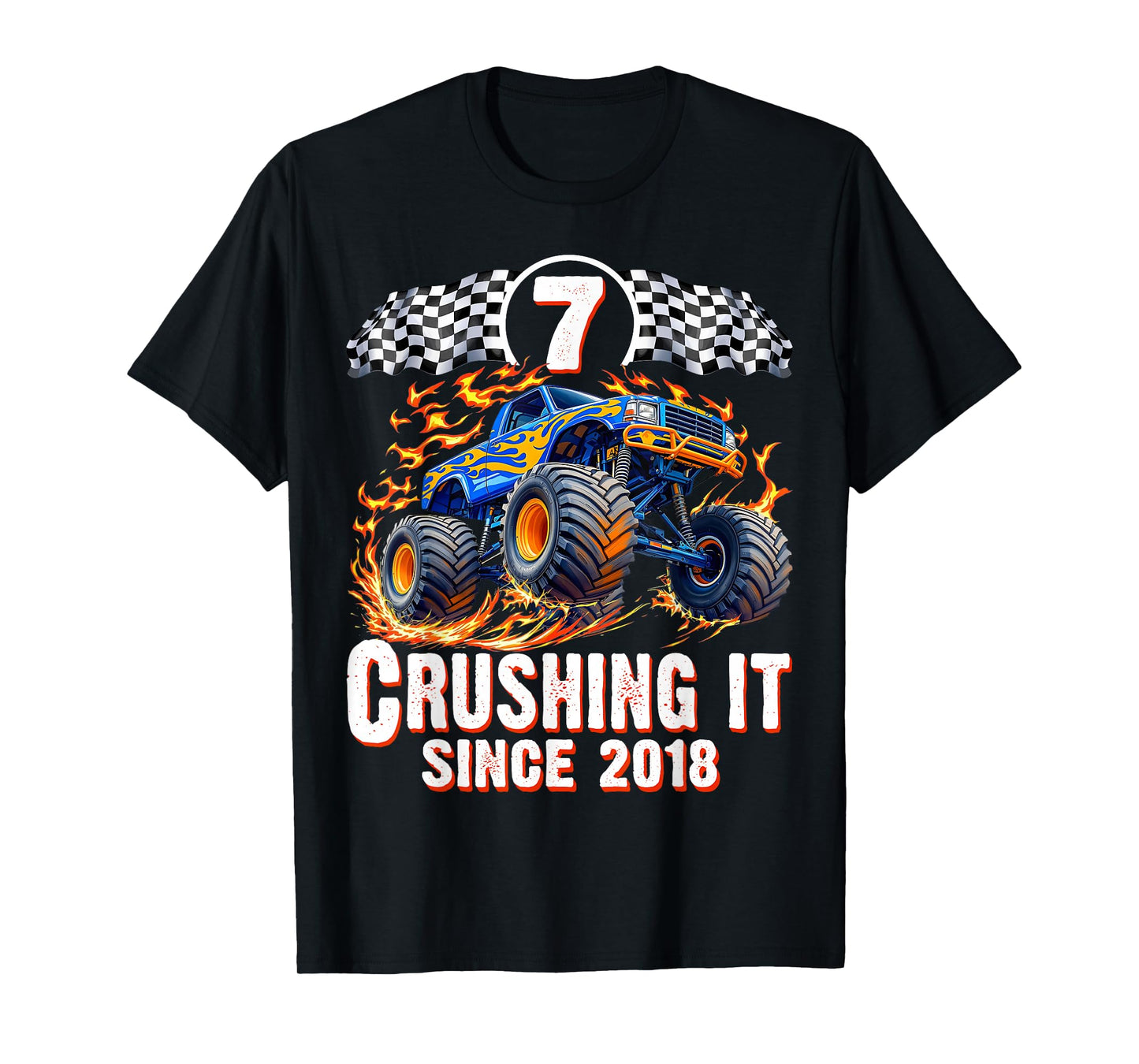 Birthday Monster Truck 7 year Old Boys 7th Party Born 2018 T-Shirt