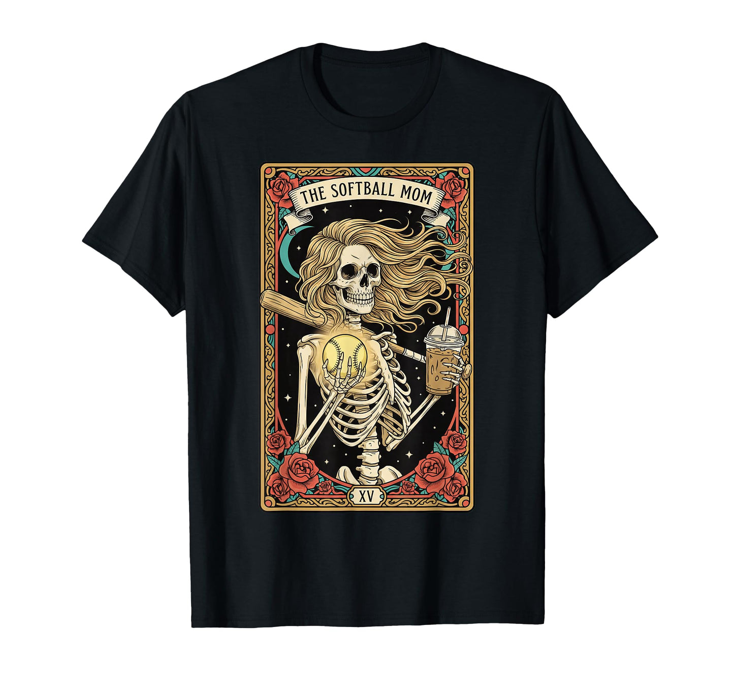 Softball Mom Tarot Card Skeleton Softball Mama Mothers Day T-Shirt