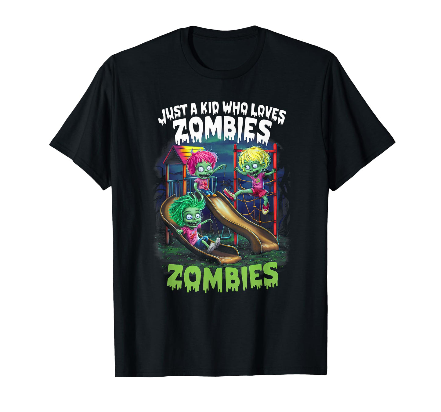 Just A Kid Who Loves Zombies Funny Halloween Costume T-Shirt
