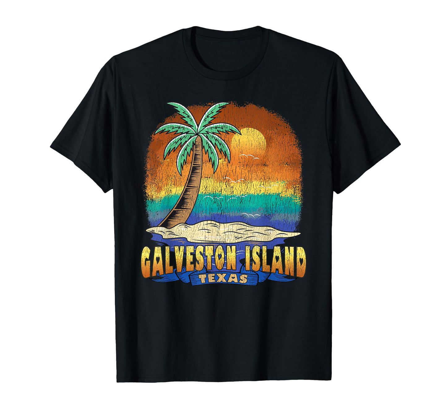 GALVESTON ISLAND TEXAS | Vintage Distressed Souvenir T-Shirt