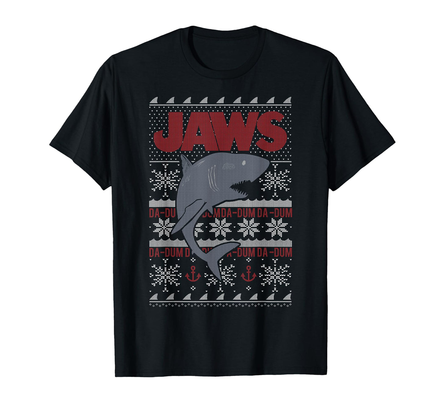 Jaws Dun Dun Shark Ugly Christmas Sweater Graphic T-Shirt T-Shirt
