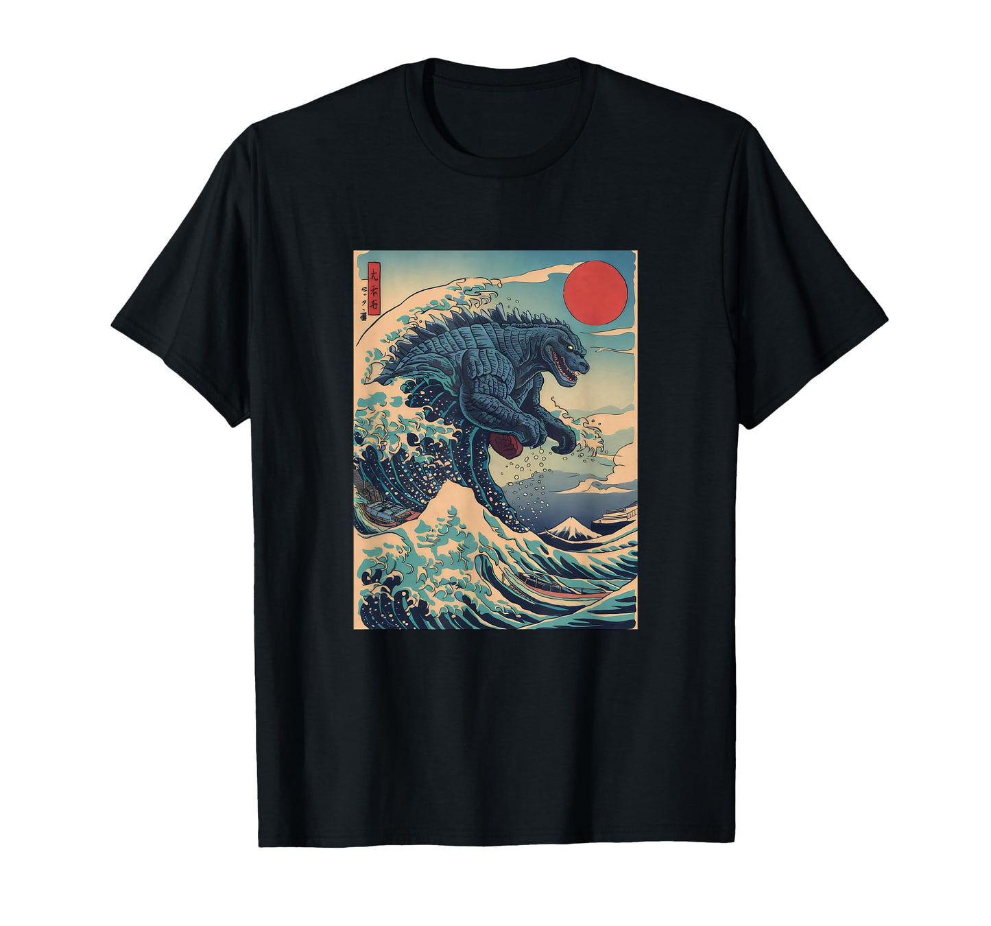 Kaiju Monster Japanese Style Art Great Wave Off Kanagawa T-Shirt