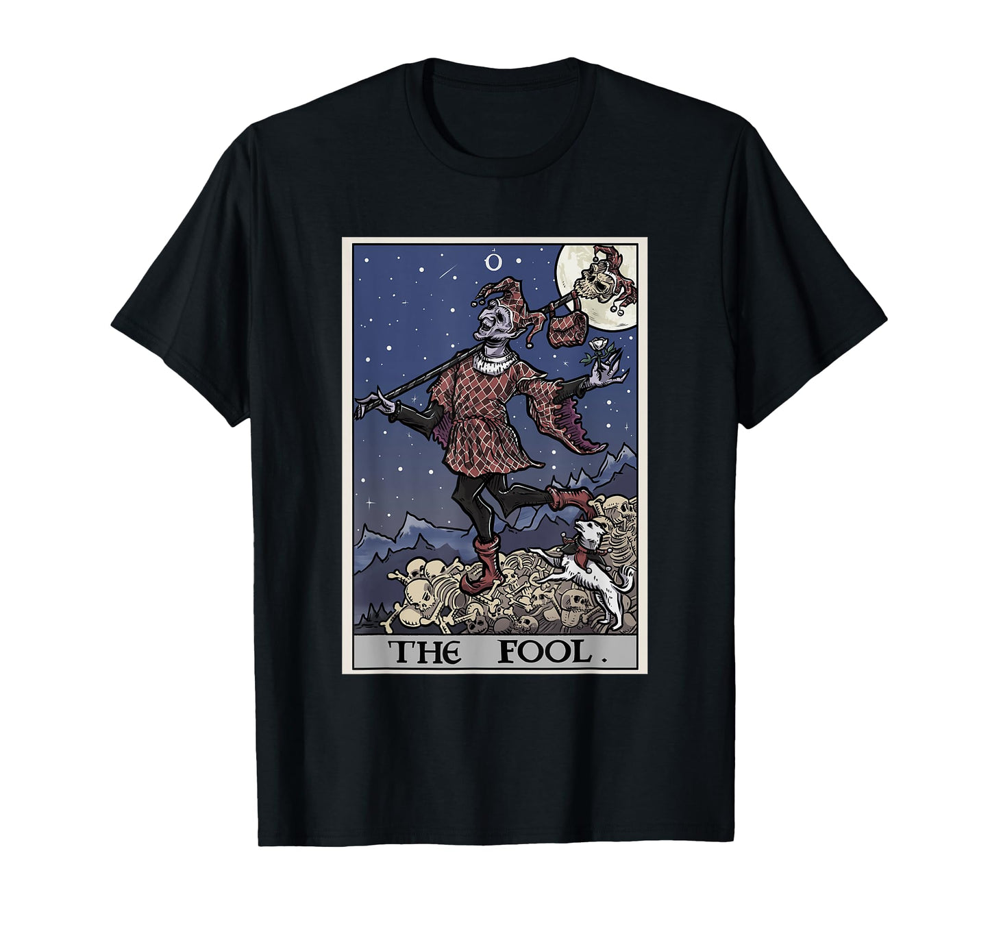 The Fool Tarot Card Halloween Jester Gothic Spooky Horror T-Shirt