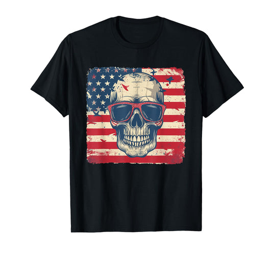 Patriotic 4th of July Shirt Skull Men Women Kids T-Shirt