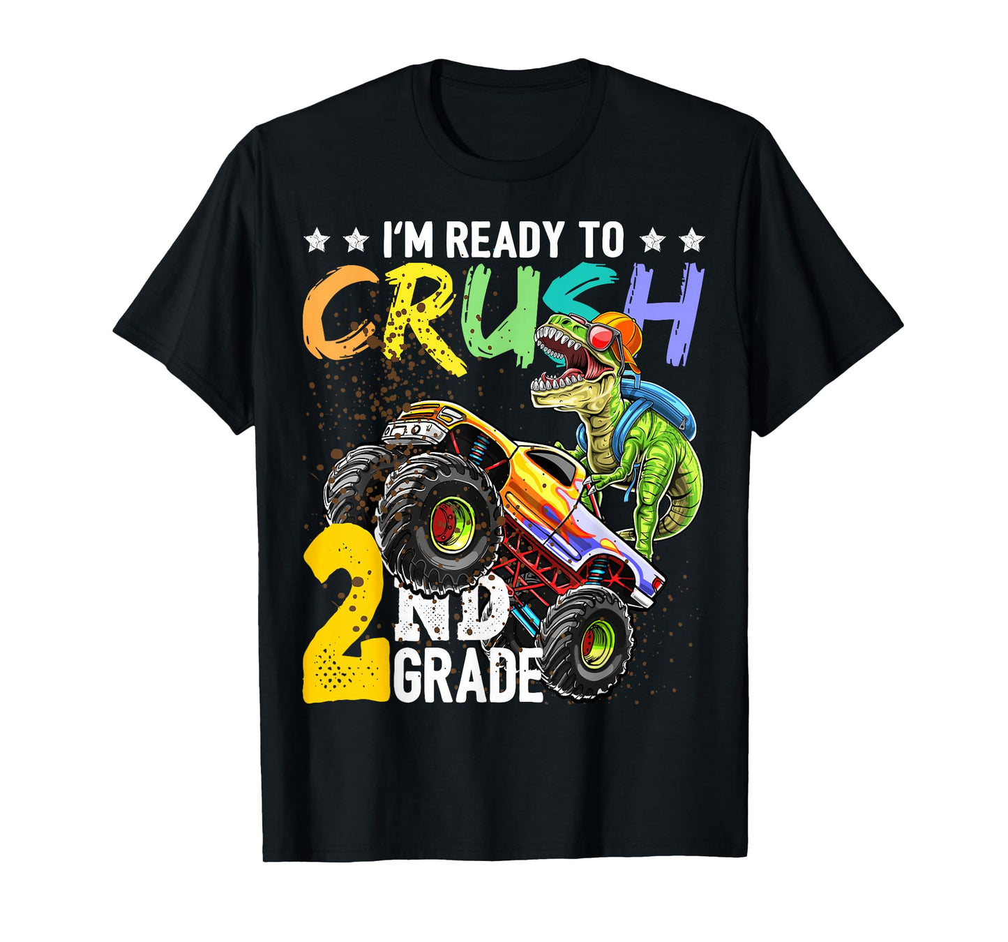 Crush 2nd Grade Dinosaur Monster Truck Back to School Boys T-Shirt