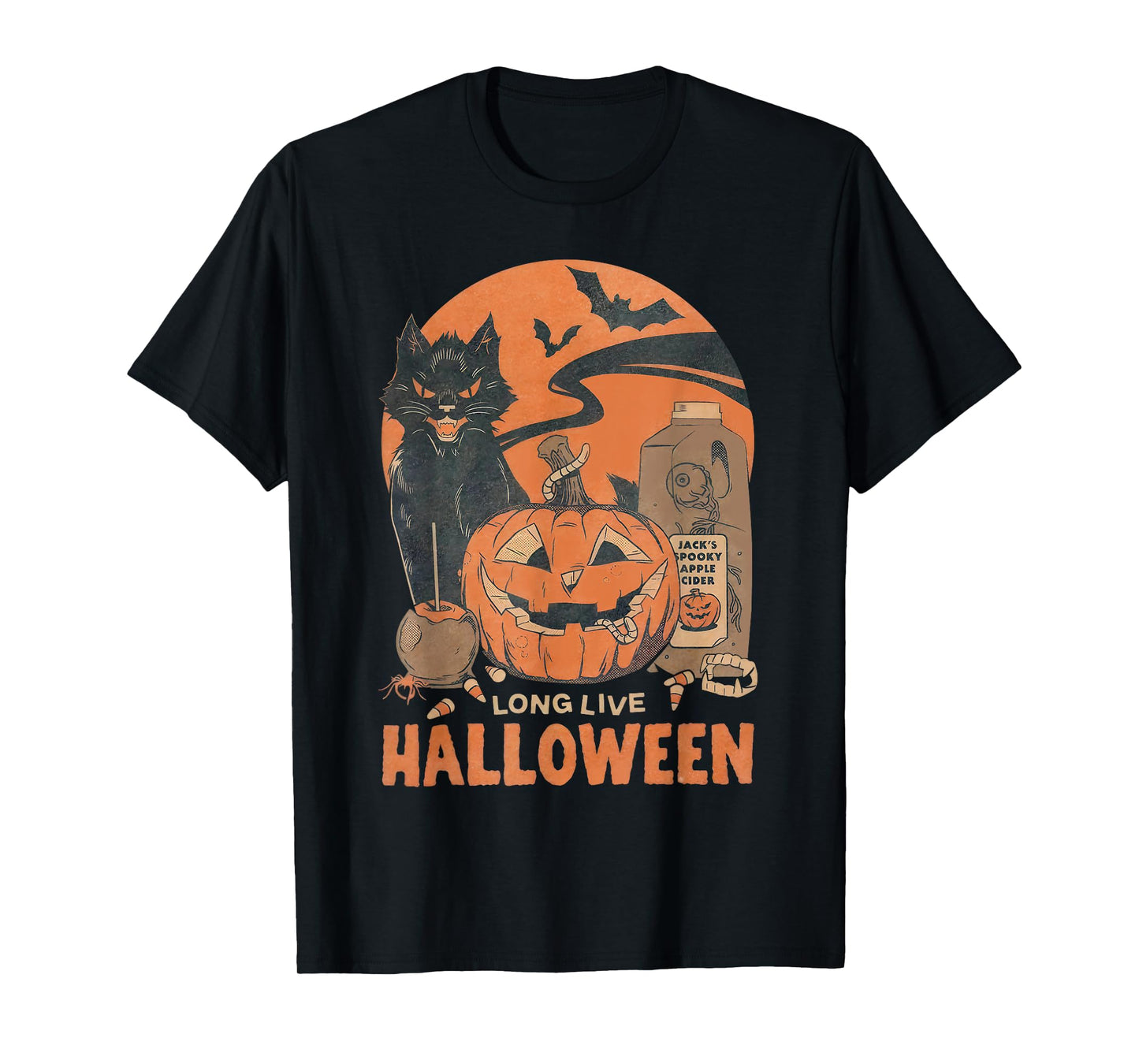 Long Live Halloween Black Cat Jack O Lantern Spooky Season T-Shirt
