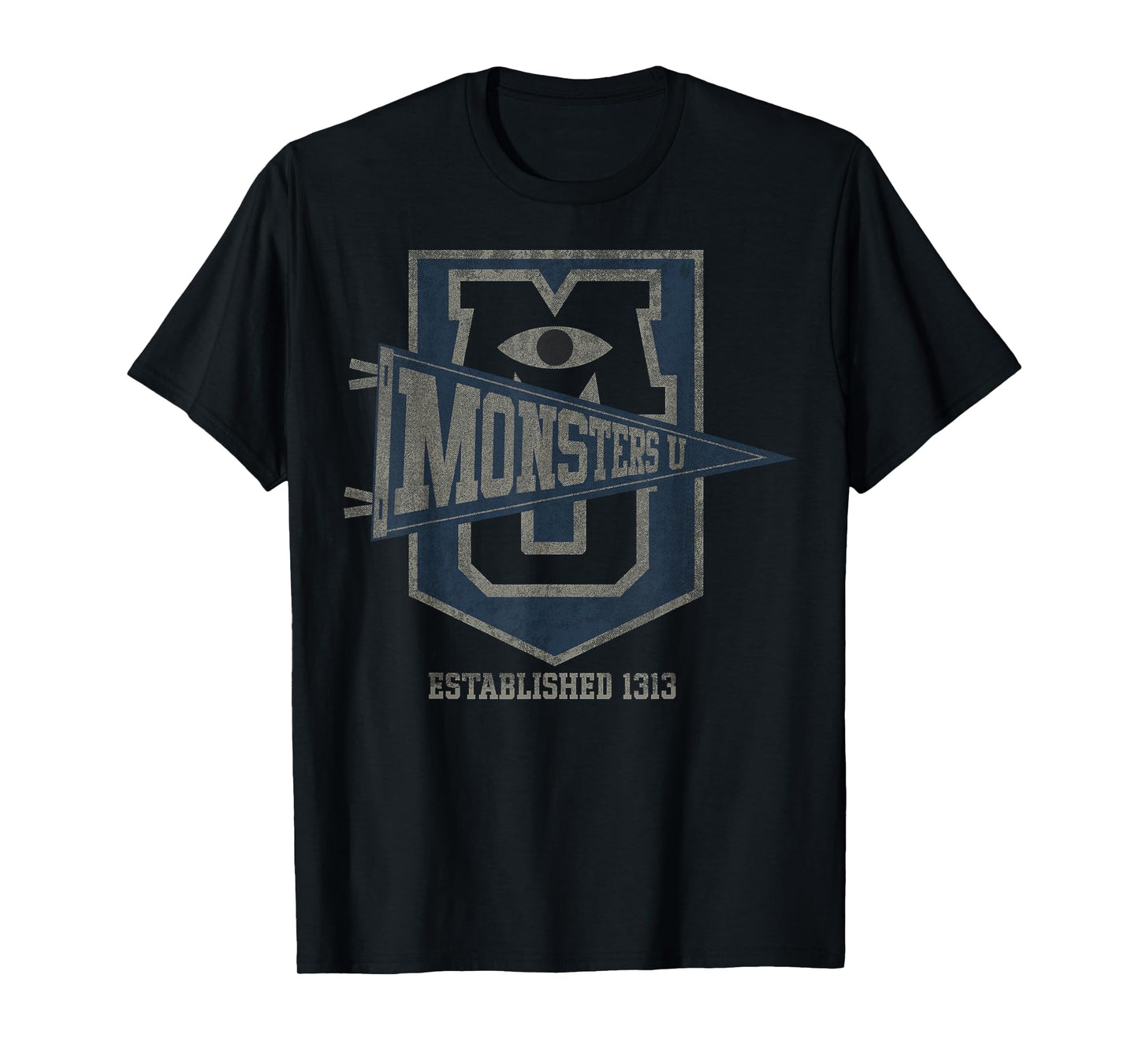 Disney Pixar Monsters University Vintage Collegiate MU Badge T-Shirt
