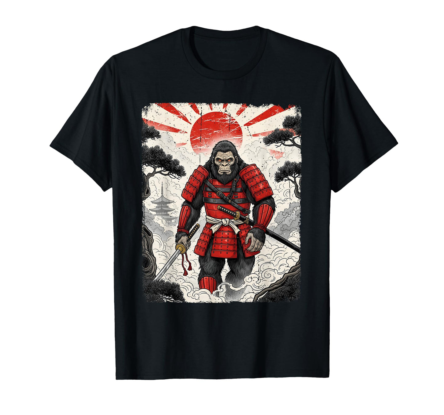 Samurai Bigfoot Japanese Vintage Graphic Sasquatch Funny T-Shirt