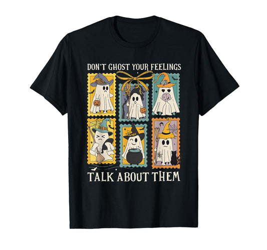 Retro Halloween Mental Health Don't Ghost Your Feelings T-Shirt