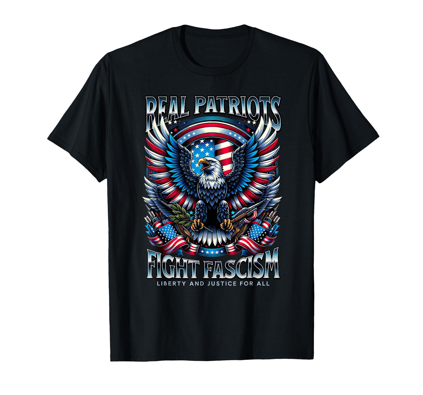 Real Patriots Fight Fascism Eagle USA T-Shirt