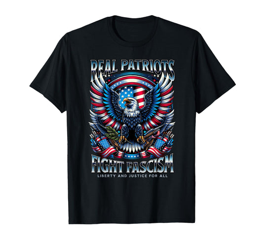 Real Patriots Fight Fascism Eagle USA T-Shirt
