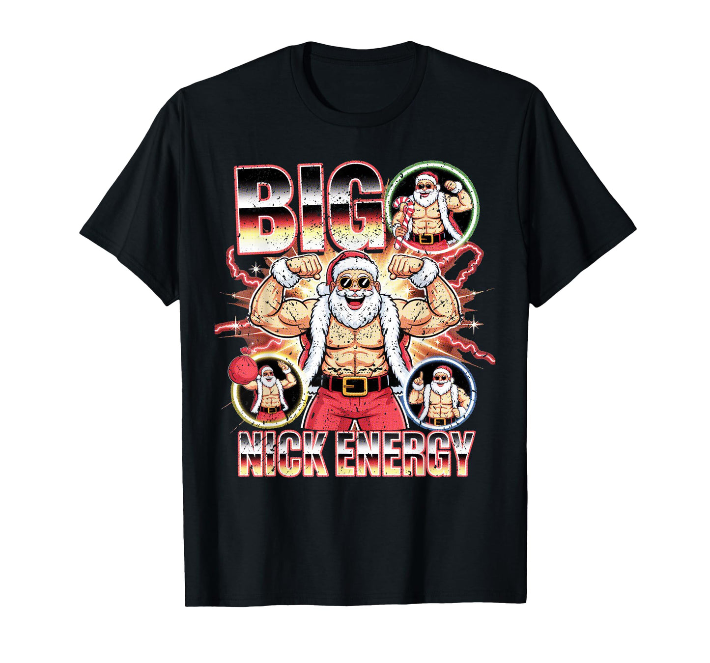 Big Nick Energy Santa Flexing Christmas Humor T-Shirt
