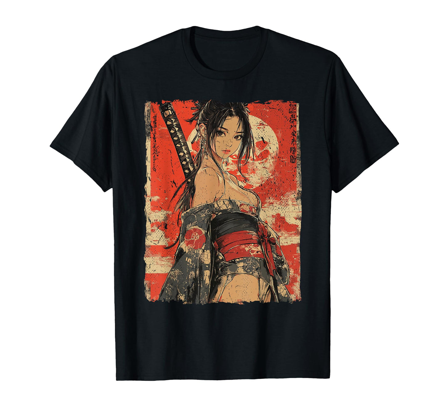 Samurai Warrior Waifu Girl Japanese Ukiyo-e Manga Samurai T-Shirt