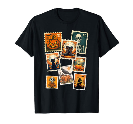 Halloween Ghost Vintage Postage Stamps T-Shirt
