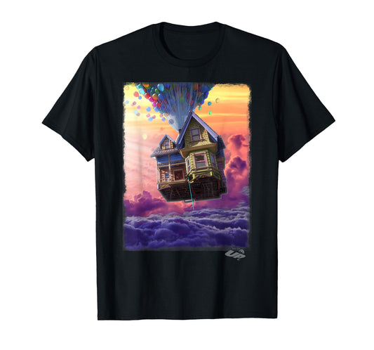 Disney Pixar Up Flying House Watercolor Window Portrait T-Shirt