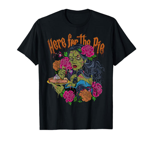 Vintage Retro Here for The Pie Zombie Girl Graphic Tee T-Shirt