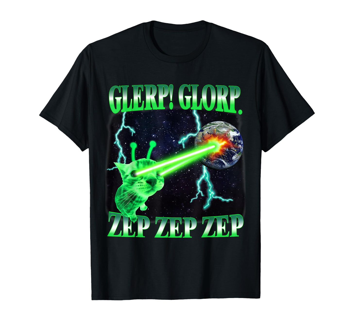 Glerp Glorp Funny Alien Cat Meme Gnarp Cat Silly Alien T-Shirt