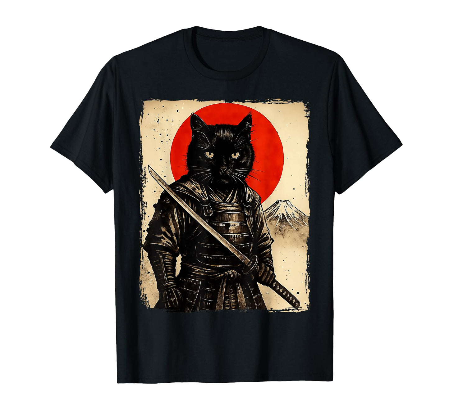 Cat Samurai Japanese Sword Anime Cat T-Shirt