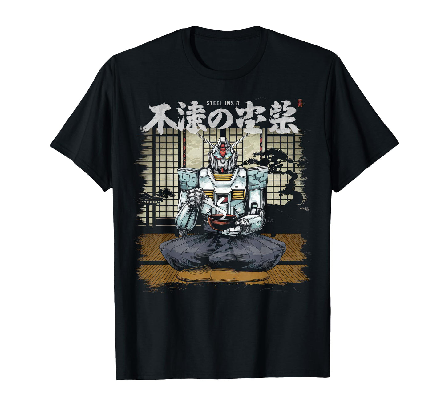Mecha Tshirt Japanese Mecha Robot Head Anime Art Ukiyo-E T-Shirt