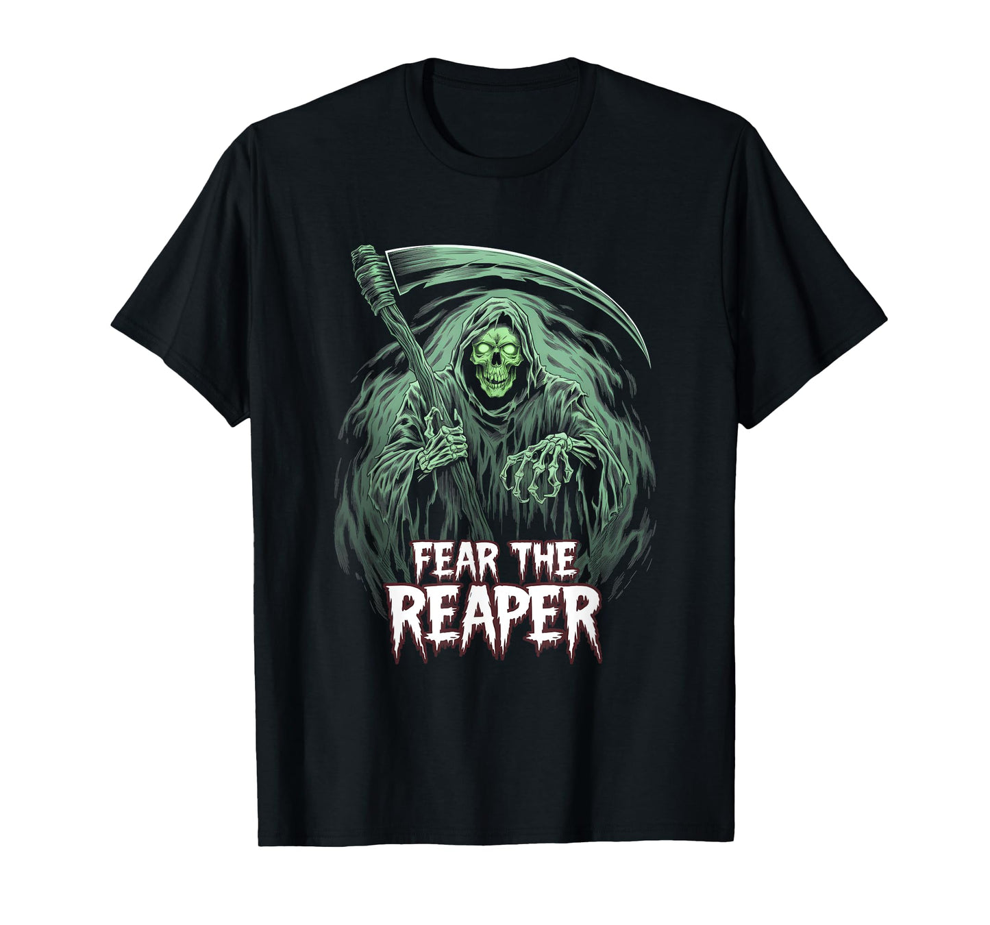Grim Reaper Fear the Reaper Swirling Fog Art Horror Fans T-Shirt
