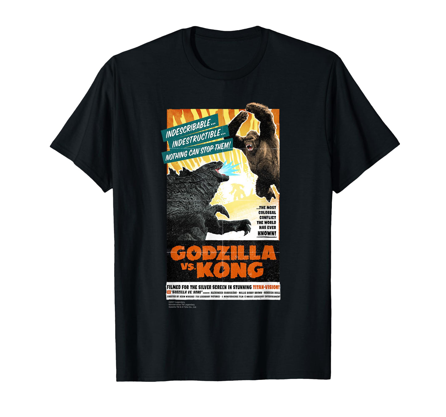 Godzilla vs Kong - Titan-Vision Retro Poster T-Shirt Small
