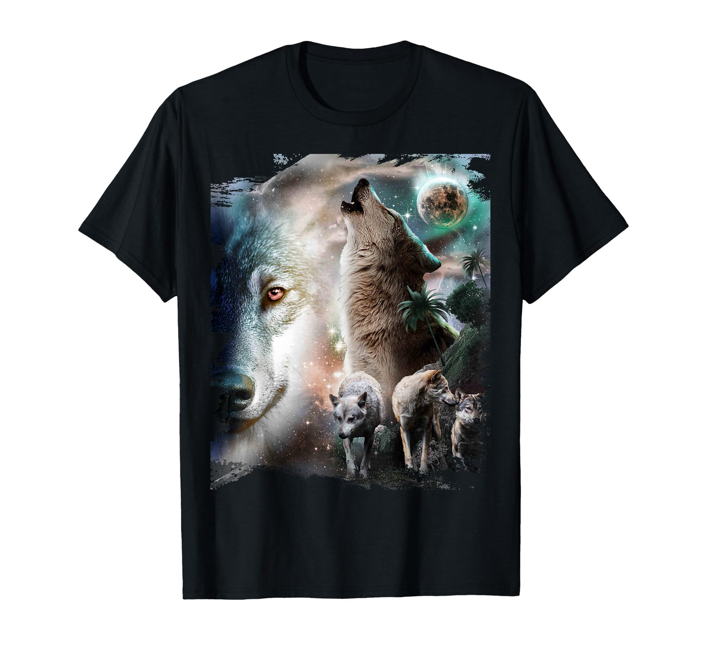 Space Wolves Wolf Howling At Moon T-Shirt