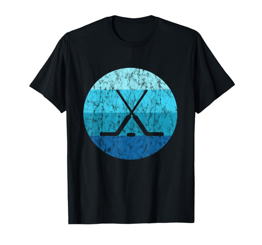 Ice Hockey Stick Hockey Sport Retro Vintage Ocean Water T-Shirt