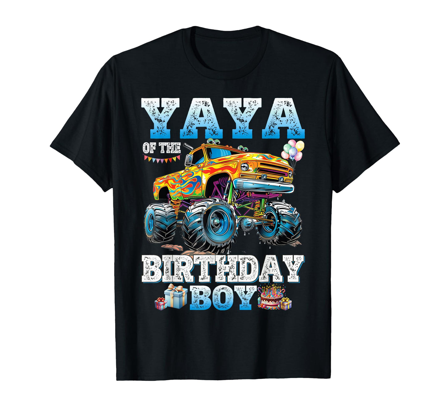 Yaya of The Birthday Boy Monster Truck Birthday Family T-Shirt