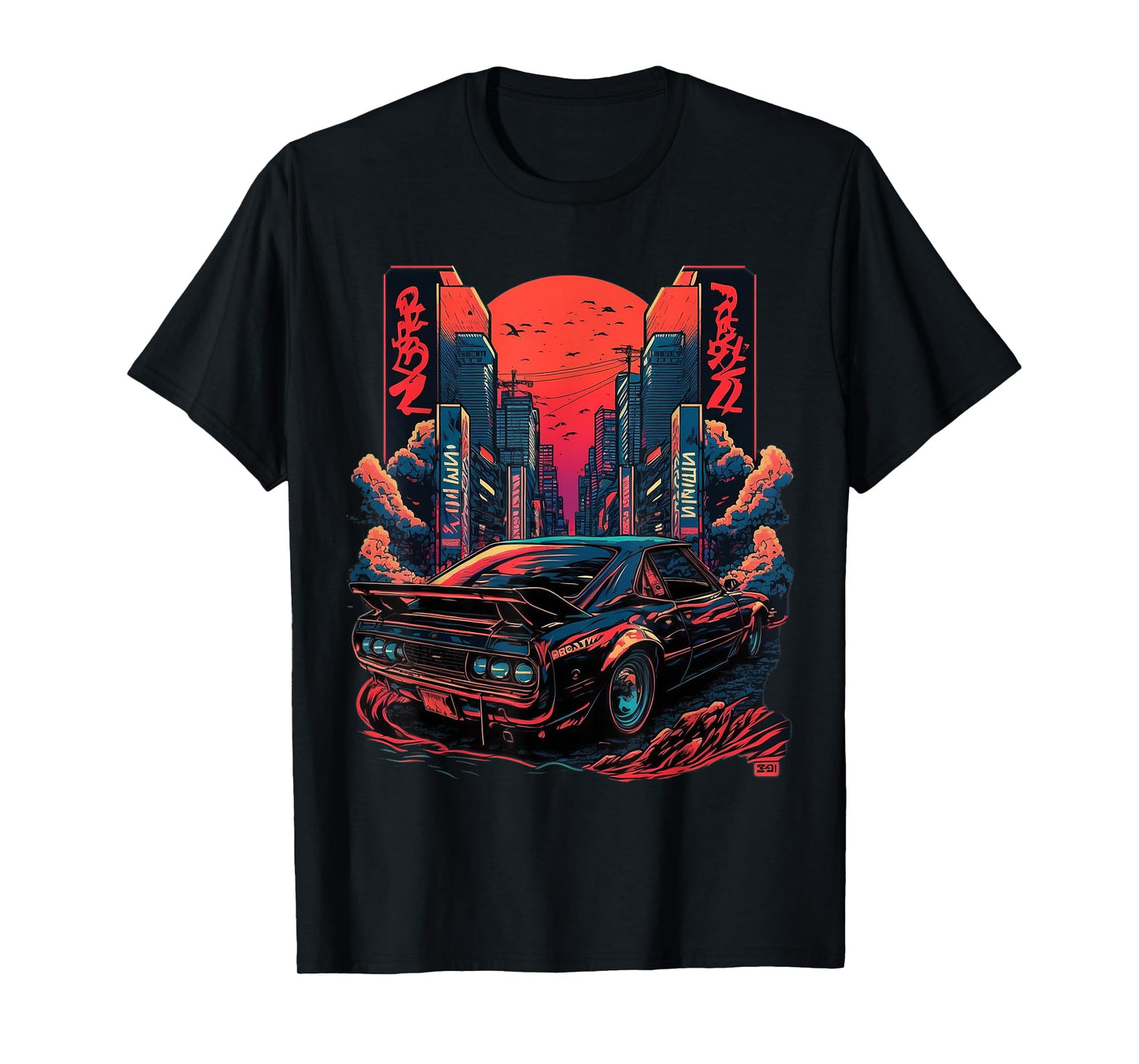 Retro Japanese Car Racing Drifting Art lover drifter racer T-Shirt