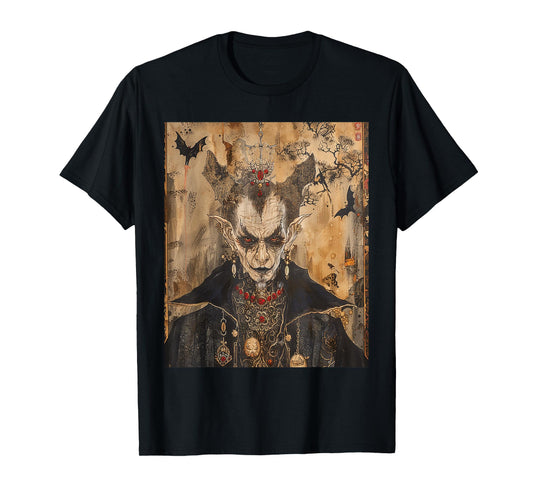Scary Japanese Dracula Vampire Dynasty Adult Halloween Art T-Shirt